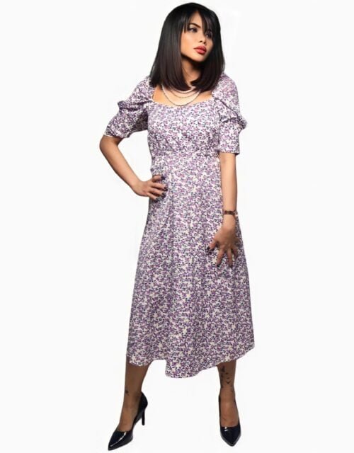 Vintage purple full of floral square neck