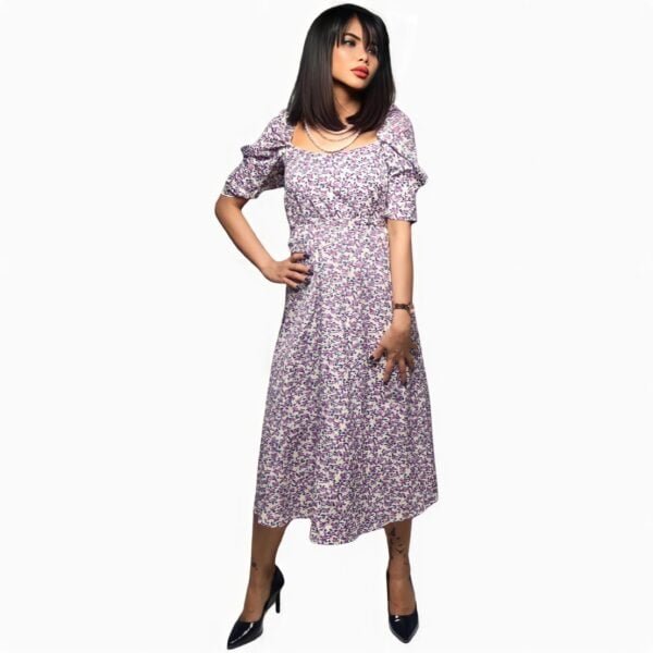 Vintage purple full of floral square neck