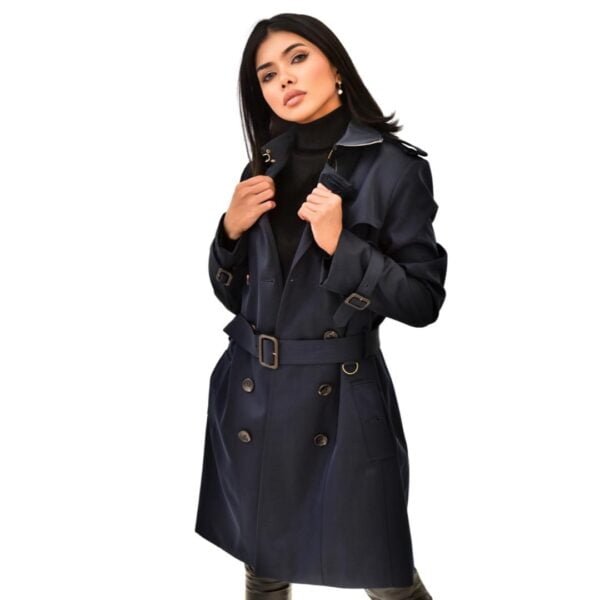 Trench coat Navy color - Image 12