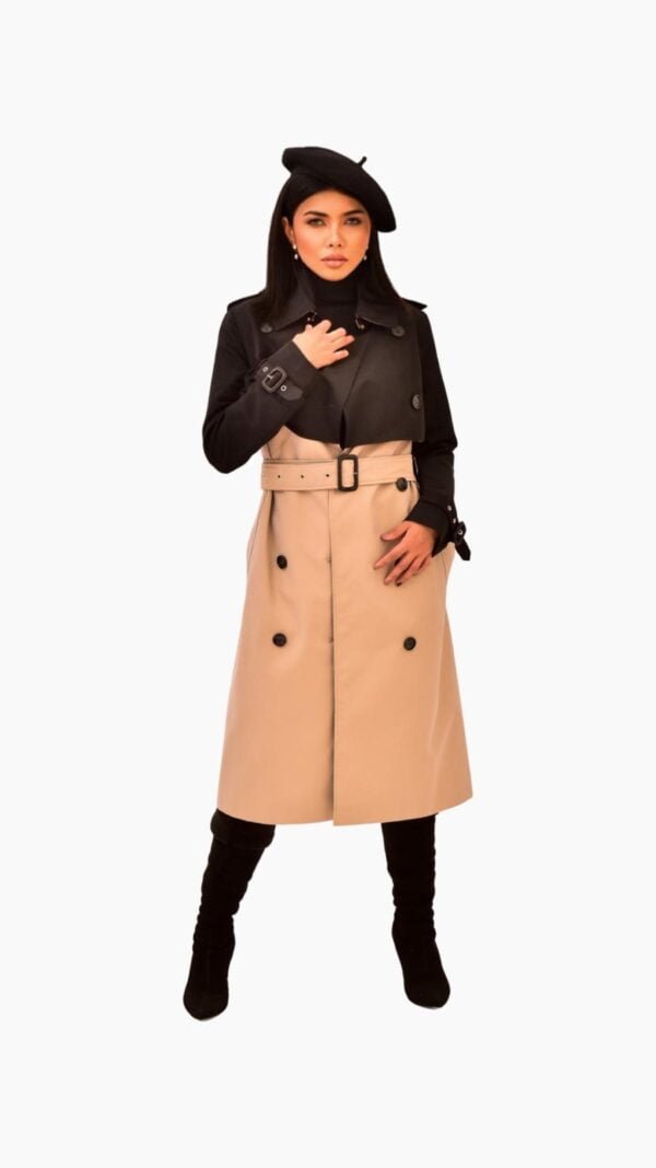 Long Coat : Black & Beige - Image 2