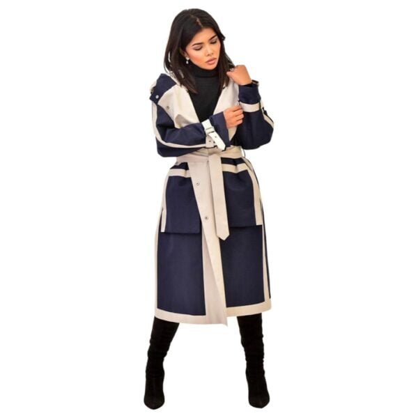 Oversize Trench Coat : Dark Blue - Image 4