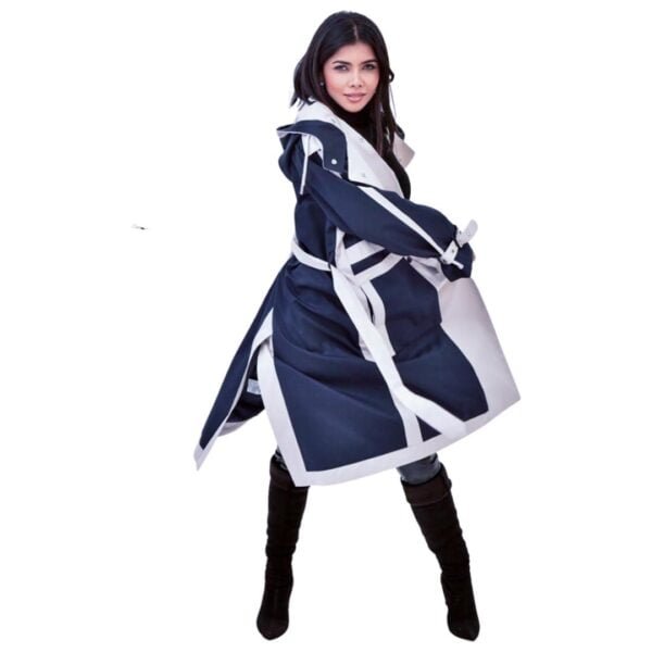 Oversize Trench Coat : Dark Blue - Image 8