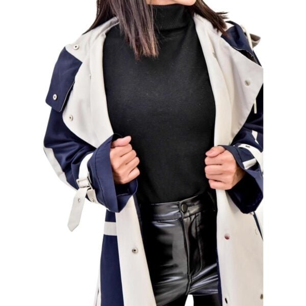 Oversize Trench Coat : Dark Blue - Image 9