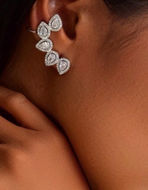 Silver color Earrings with Water Drop Design