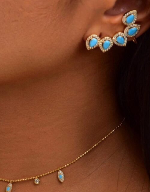Turquoise Earrings with Water Drop Design