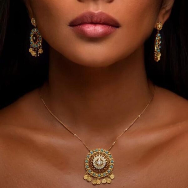 Gold lairat with Turquoise Jewelry Set
