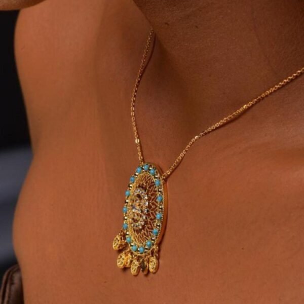 Gold lairat with Turquoise Jewelry Set - Image 4