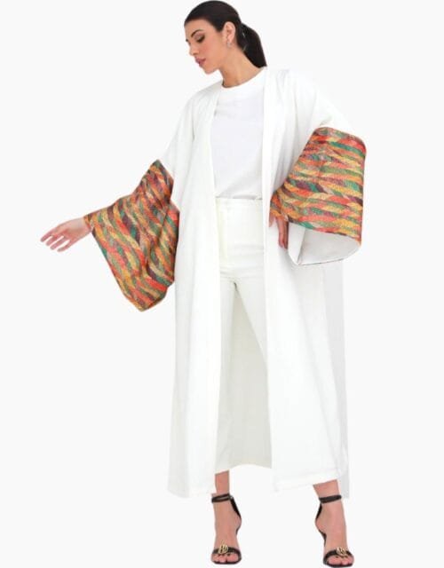 Long Abaya with Indian Lace on sleeves