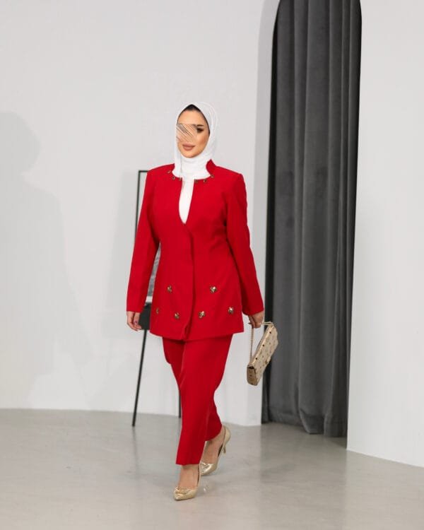 Crystal beaded red suit - Image 7
