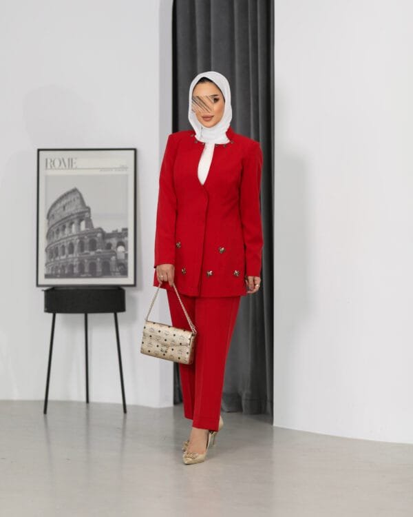 Crystal beaded red suit - Image 6