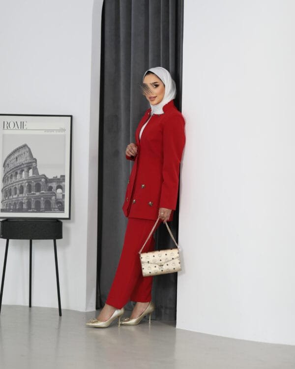 Crystal beaded red suit - Image 10