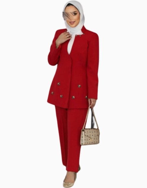 Crystal beaded red suit
