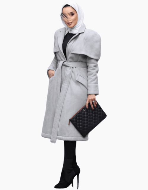 Shearling-trimmed comfort Gray Coat