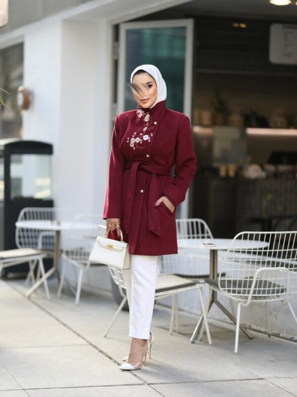 Elegant Burgundy Coat - Image 2