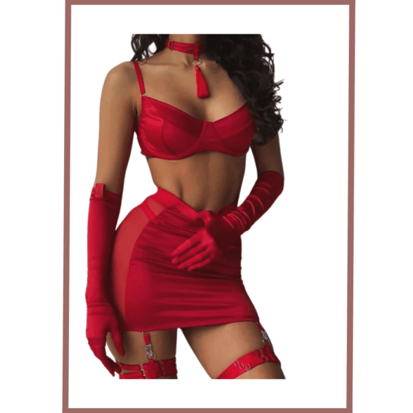 Full set Red lingerie without Gloves