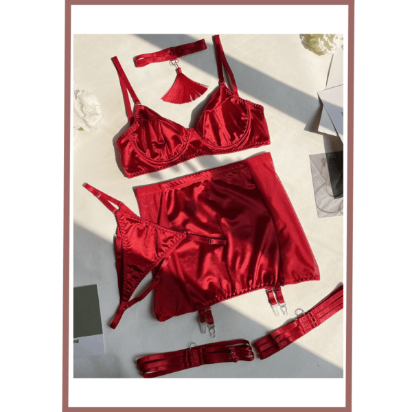 Full set Red lingerie without Gloves - Image 3