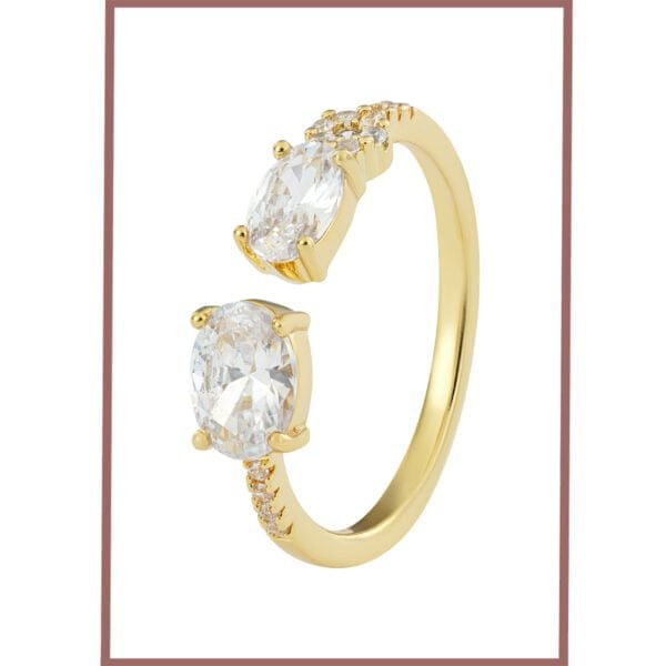 Golden Twin Teardrop Ring