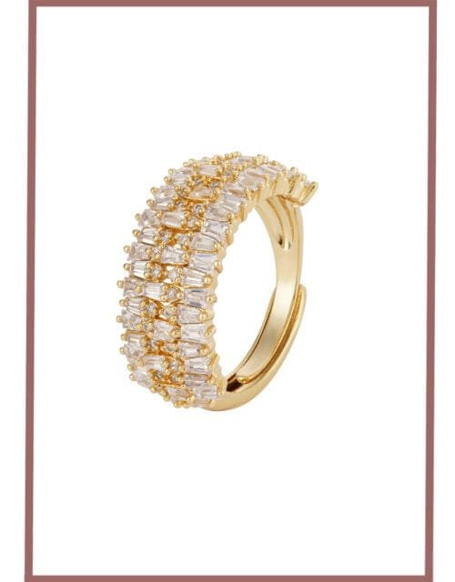 Golden Foliage Band Ring