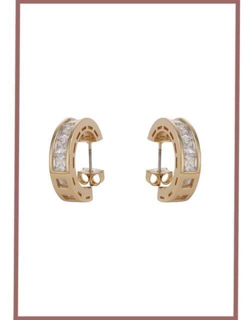 Golden Ellipse Crystal Hoops