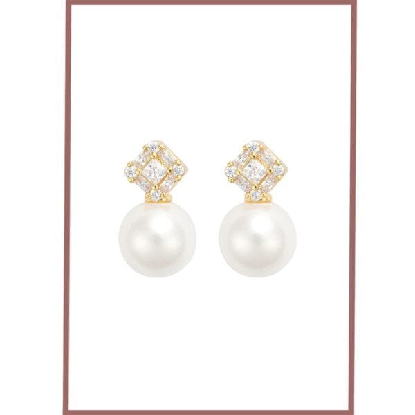 Pearl Diamond Square Studs