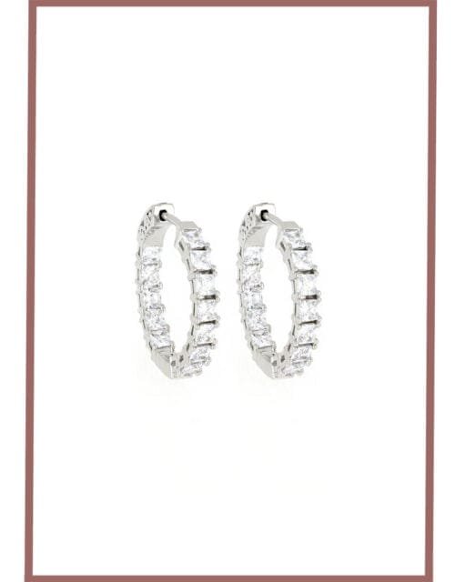 Silver Ice Hoop Earrings